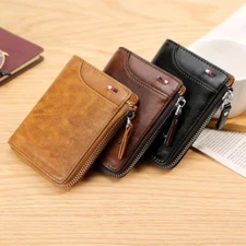 Mens Wallet RFID Blocking Leather Credit Card ID Holder Zipper Purse Waterproof