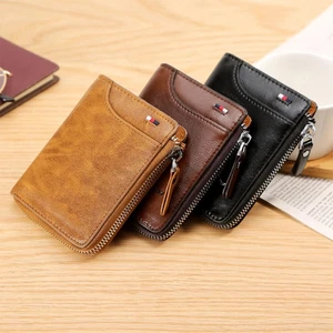 Portefeuille pour hommes RFID Carte de crédit en cuir de blocage ID Porte-Zipper Purse Imperméable