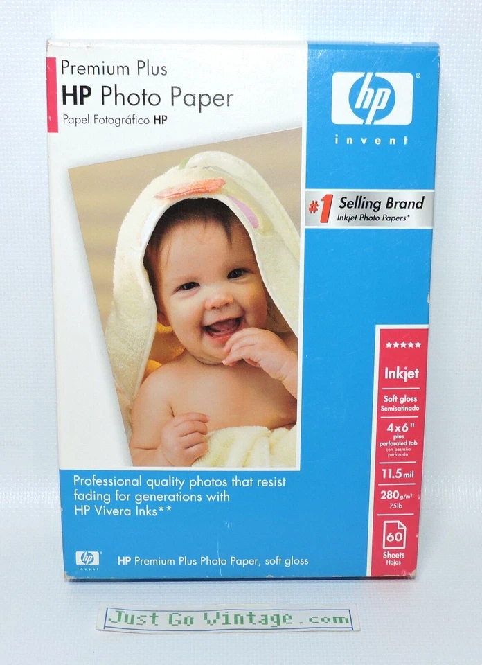 LOT 2 HP Gloss Premium Plus Inkjet Photo Paper 25 8.5x11 + 60 4x6 Sheets NEW NIB - Image 2 of 4