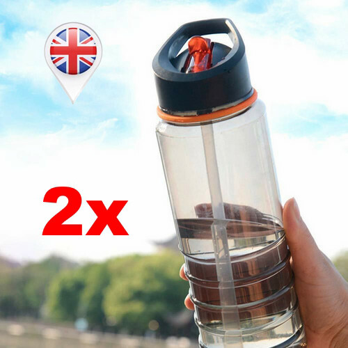 2x Large Sports Water Bottle Gym Travel Drinking Leakproof Bottle Straw BPA Free - Picture 8 of 12