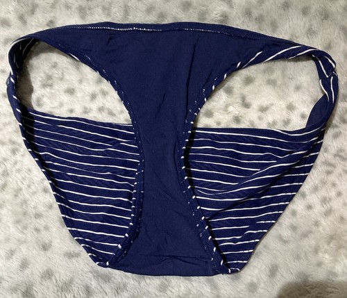 Topshop Navy Blue And White Striped Nautical Bikini Bottom Size 6 Medium - Picture 4 of 5