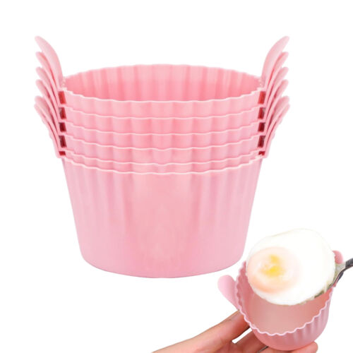 6pcs Air Fryer Egg Poacher Mould Silicone Cake Ramekins Cupcake Baking Cup
