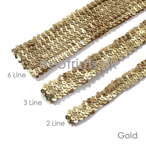 Elasticated Stretch Sequin Trimming 2cm,3cm,5cm Wide 20 Colors Dressmaking Craft - Picture 27 of 88