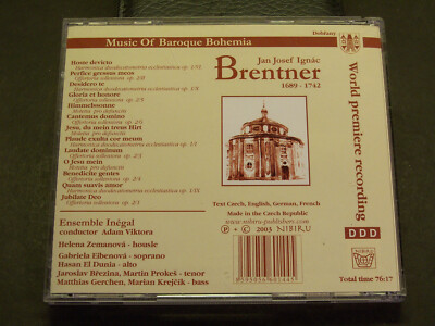 邦楽 SIN DIVISION CD BAROQUE Jan Josef Ignac Brentner - Music of Baroque Bohemi - Cd - Play