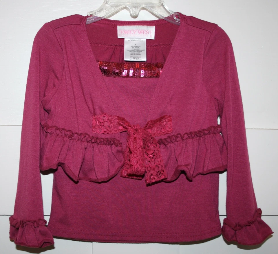 Top de niña Emily West con volantes, secuencia y cordones en capas rojo talla 5 Foto 4 de 4