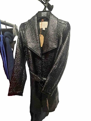 Weatherproof  Vintage Womens Size XS Black Faux Leather Wrap Coat Raincoat