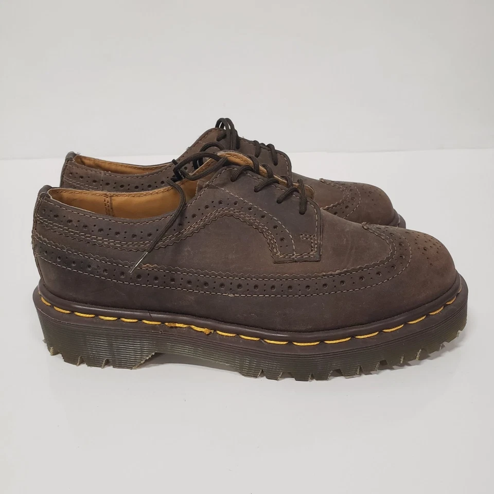 ZAPATOS BROGUE DOC MARTENS JUNIOR 3989 PUNTO AMARILLO CUERO LISO - Talla 4 Foto 2 de 4