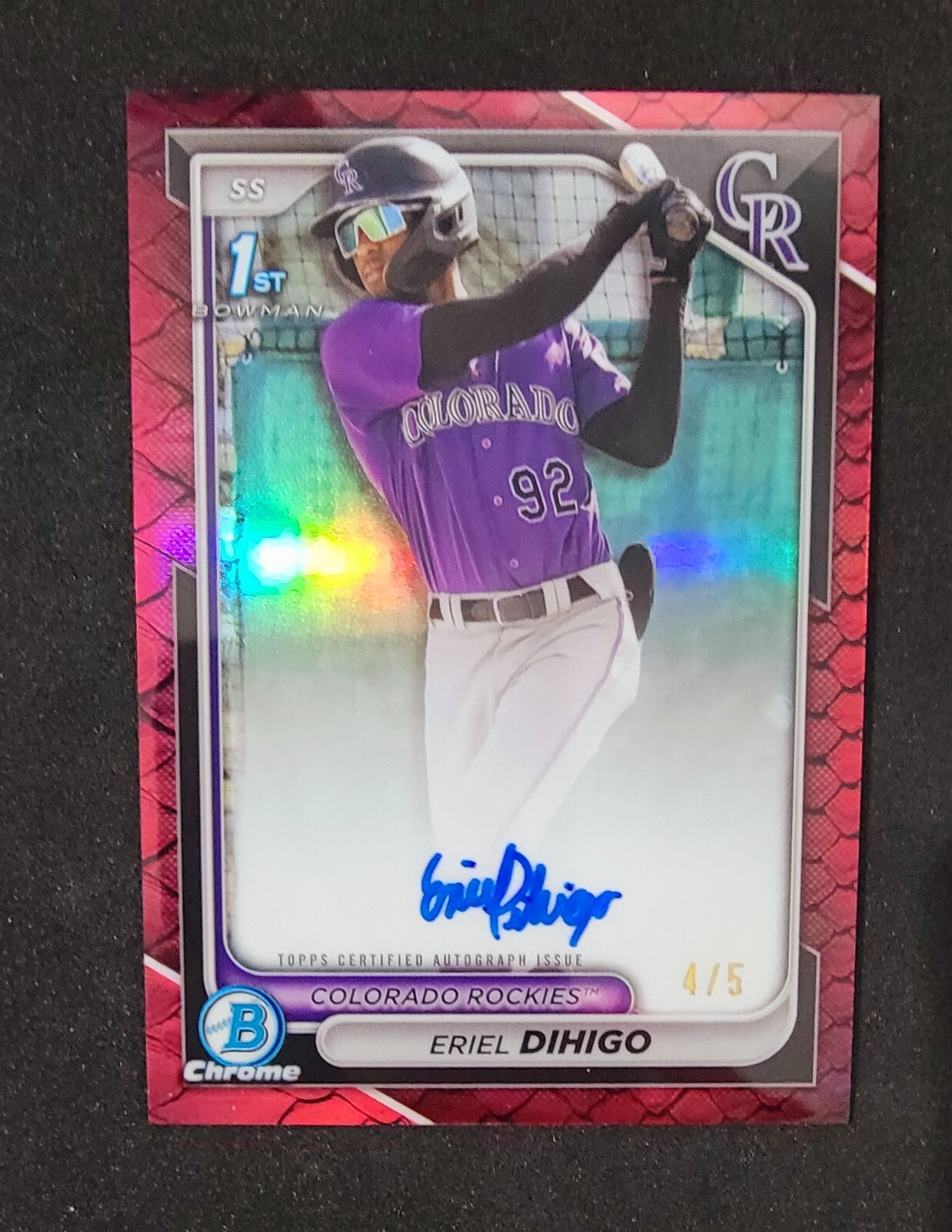 2024 Bowman Chrome Baseball 1st Red Reptilian Refractor Auto Eriel Dihigo 4/5