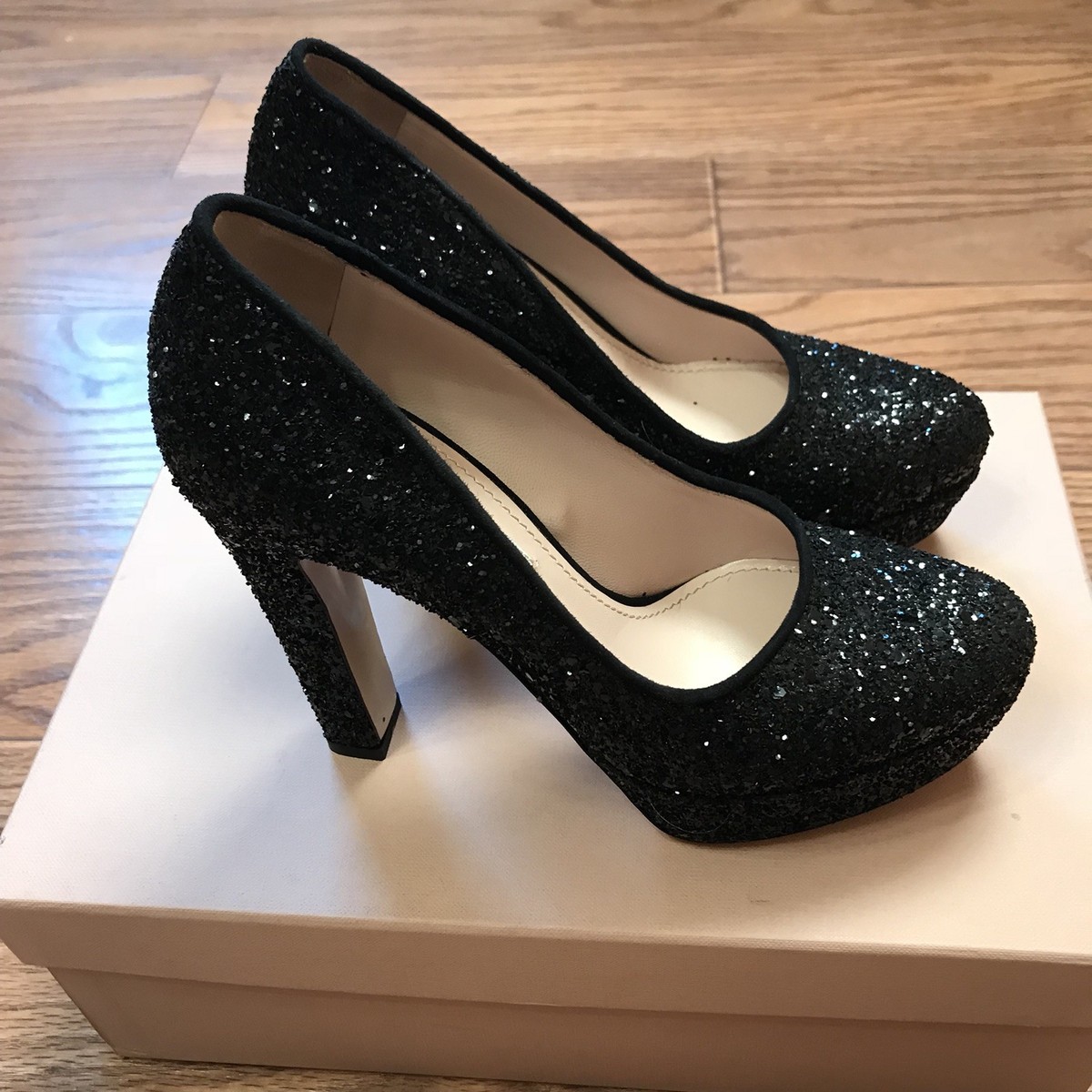 Gorgeous Miu Miu Calzature Donna Glitter Camosci Platform Heels