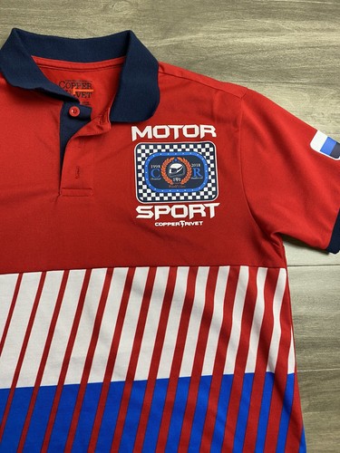 Rare Copper Rivet Motor Sport World Tour Grand Prix Polo Shirt Size M - Picture 4 of 8