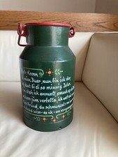 Alte Milchkanne, handbemalt mit Blumen und Vers, Norddeutschland 