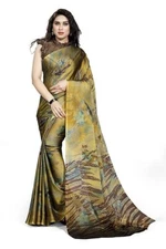 Indian Chiffon Saree With Unstitched Blouse Piece Party Wedding Wear For Women