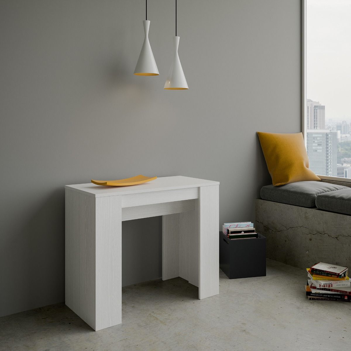 Tavolo consolle allungabile BASIC bianco frassino 308 cm