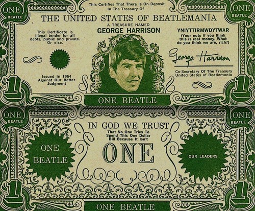 Beatles 1964 Vintage Money George Harrison One Beatles Dollar Bill NM COA