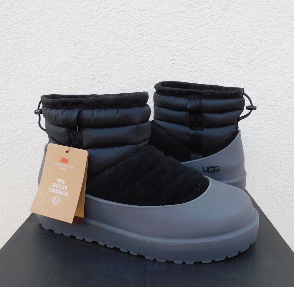 UGG BLACK CLASSIC MINI PULL-ON WEATHER WINTER BOOTS, MEN US 9/ EUR 42 ~ NIB