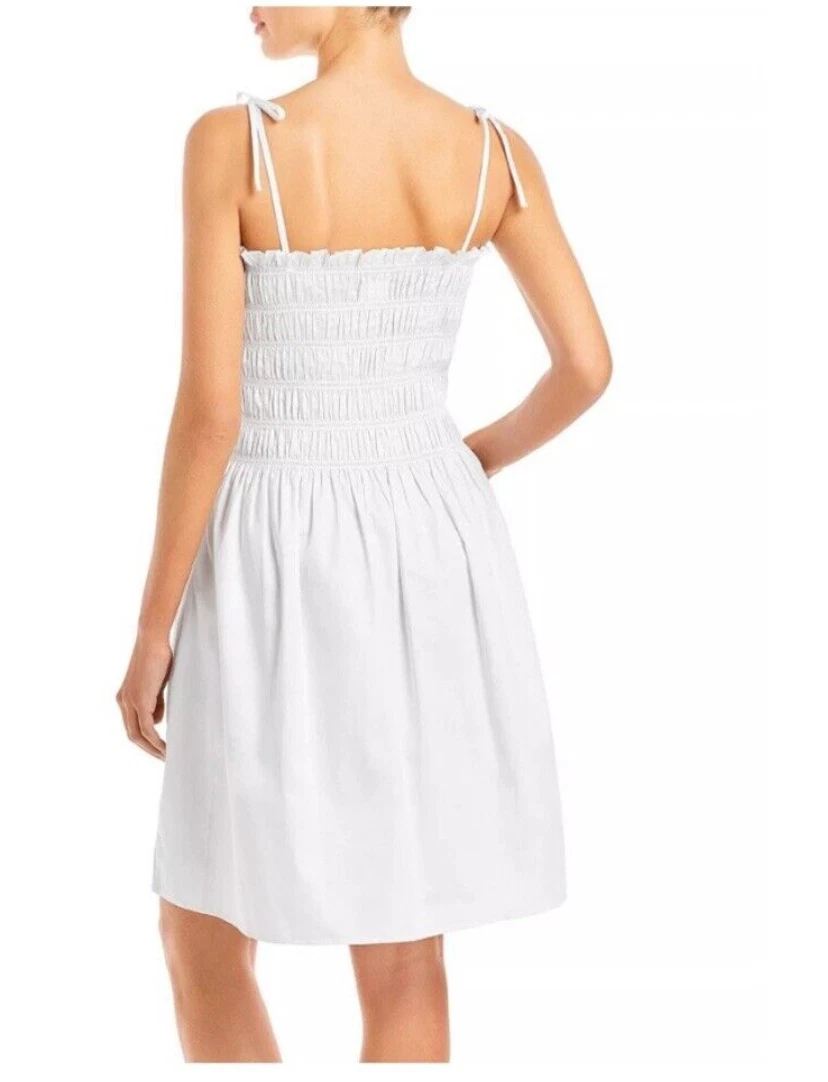 Abito corto bianco smocked Tory Burch X Large nuovo con etichetta