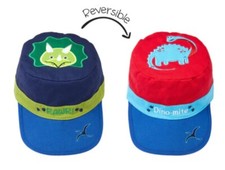 Kid's Reversible Cap Hat Dino Blue  Green / Red  Blue Hook  Loop Closure