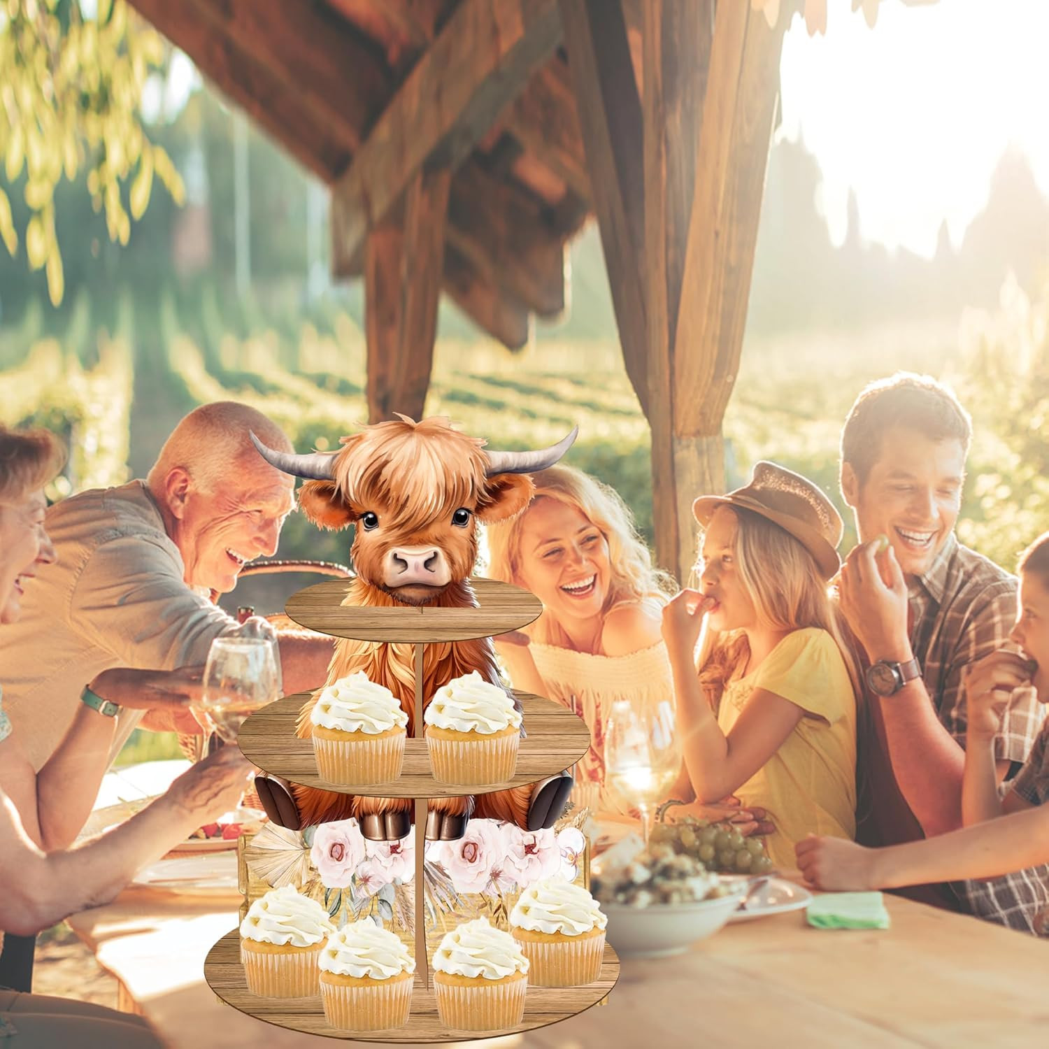 Highland Cow Cupcake Stand Highland Cow Birthday Party Cardboard Cupcake Hold...