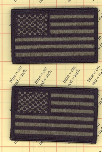 2 US FLAGS PATCH LEFT RIGHT USA OD BLACK ARMY WAR IRAQ SYRIA reversed 2 US FLAGS PATCH LEFT RIGHT USA OD BLACK ARMY WAR IRAQ SYRIA reversed