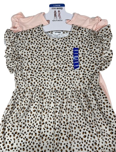 2-Pack Steve Madden Comfy Dress, Leopard & Pink, Youth Girls Large 14-16, NEW - Picture 2 of 7