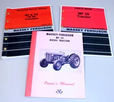 Set Massey Ferguson 35 Mf-35 Diesel Tractor Service Operator Parts Manual Repair