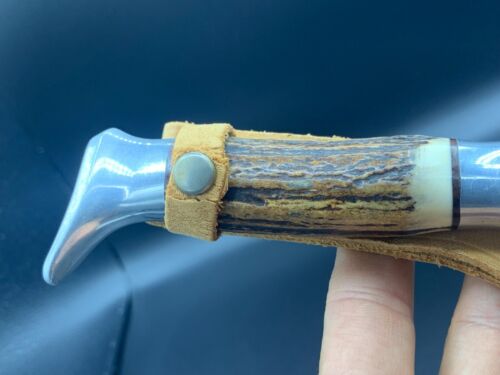 Coltello da caccia originale tedesco Solingen WITBY Bowie manico cervo fodero in pelle - Foto 4 di 14