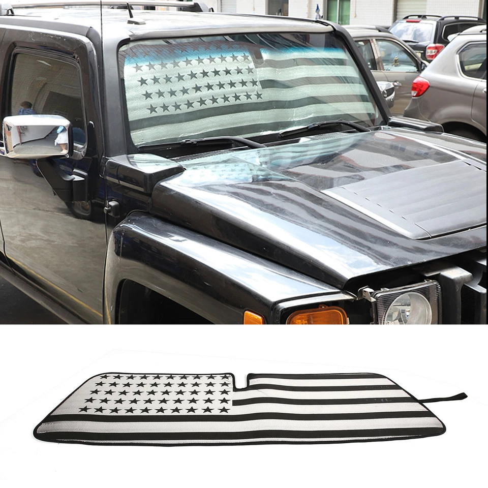 Солнцезащитный козырек на переднее окно с флагом США подходит для Hummer H3 2005-2009 США - Изображение 2 из 4