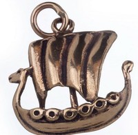 Bronze Wikinger AnhäNger Wikingerschiff Drachenboot Drachenschiff Lederband