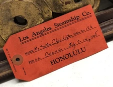 CALAWAII Cruise Los Angeles Steamship Co. - Honolulu - 1953 Baggage Tag LASSCO