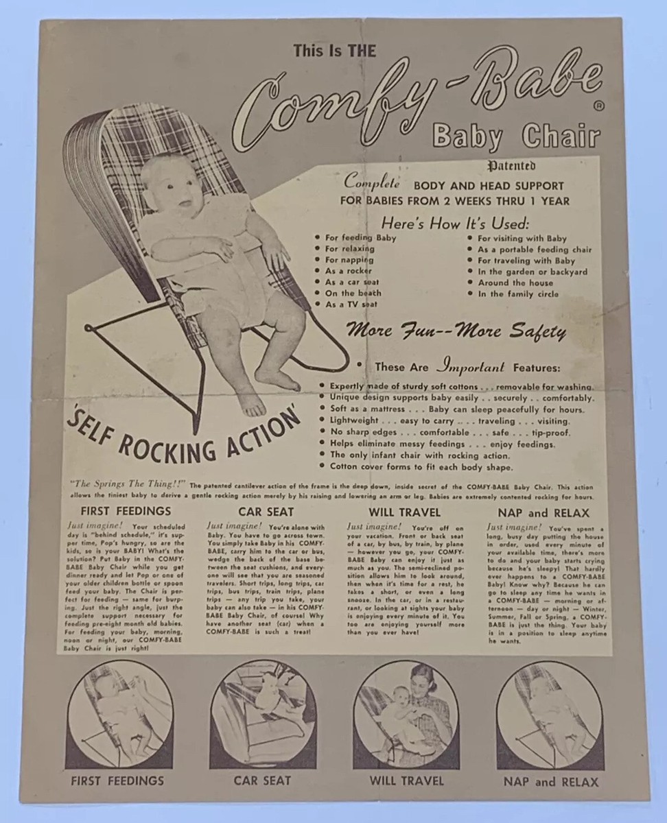 Vintage Comfy-Babe Baby Chair page Print Ad 1969 Order Form Car