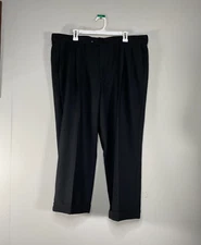 Haggar Pleated Dress Pants Men's 40 x 29 (24) High Rise Black Office Business