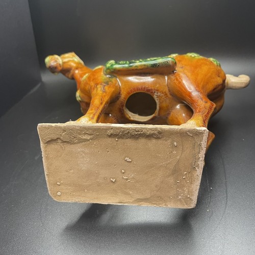 "Figura de caballo de guerra de cerámica esmaltada Sancai estilo dinastía Tang china de colección 8""" - Imagen 6 de 8
