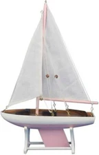 Handcrafted Nautical Decor It Floats 12" - Pink Floating Sailboat