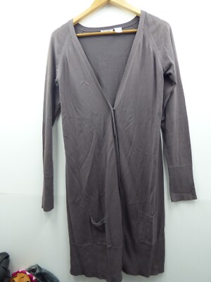 Damen weiche graue 3/4 Ärmel grau Seidenmischung Strickjacke Gr. 10/12