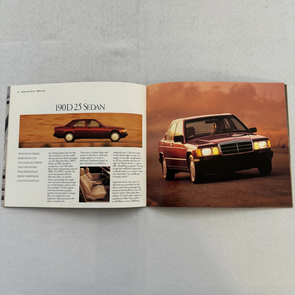 1986 Mercedes Benz Car Sales Brochure Catalog 560SL 560SEC 190D 190E 300D 300E + - Image 2 of 4