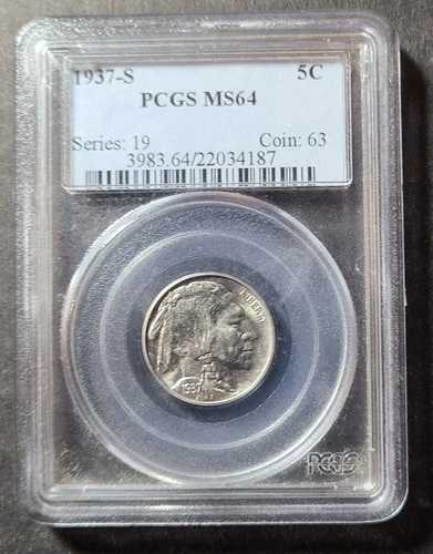 1937-S Buffalo Nickel PCGS MS 64
