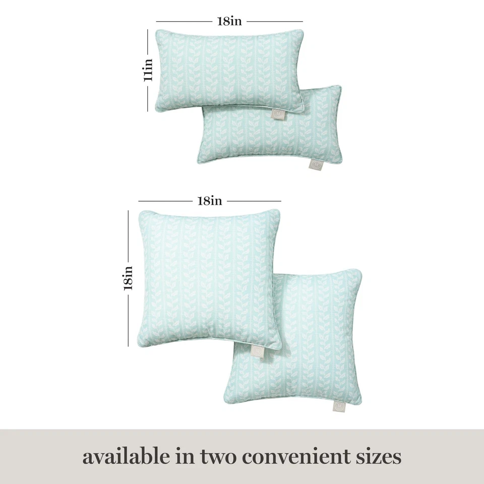 Paquete de 2 almohadas Martha Stewart Vineyard Vines diseño de desvanecimiento UV, azul aguamarina 11"x18" Foto 2 de 4