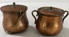 Dollhouse COPPER/BRASS DUTCH OVEN /POTS W/LID Made In Japan. Miniature Set Of 2