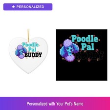 Custom Poodle Portrait Set of 2 Ornament Personalized Pet Name Dog Lover