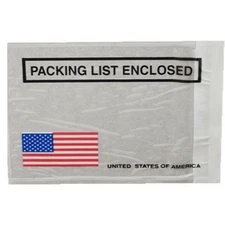 Packing List Pouches Shipping Label Panel Face Enclosed Envelopes Adhesive USA