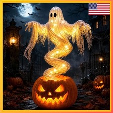 LED Swirling Ghost Pumpkin Yard Lamp  Lighted Halloween Garden Decor, Outdoor L