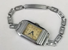 vintage womens watch Art Deco Elgin manual hand wind Nickel case