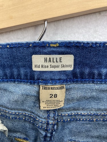 True Religion Halle Mid-Rise Super Skinny Jeans Acid Wash Size 28 (29x29) - Picture 11 of 15