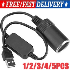 USB To 12V Car Cigarette Lighter Female Socket Converter Adapter Cable Connector