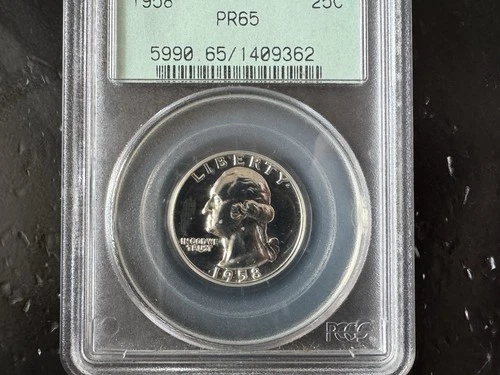 OGH Proof 1958 PCGS PR65 25c Silver Cameo Washington Quarter 90% LOOK HERE