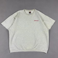 Vintage Oracle Sweatshirt Men XL Grey Fruit of the Loom Short Sleeve Cropped Tee