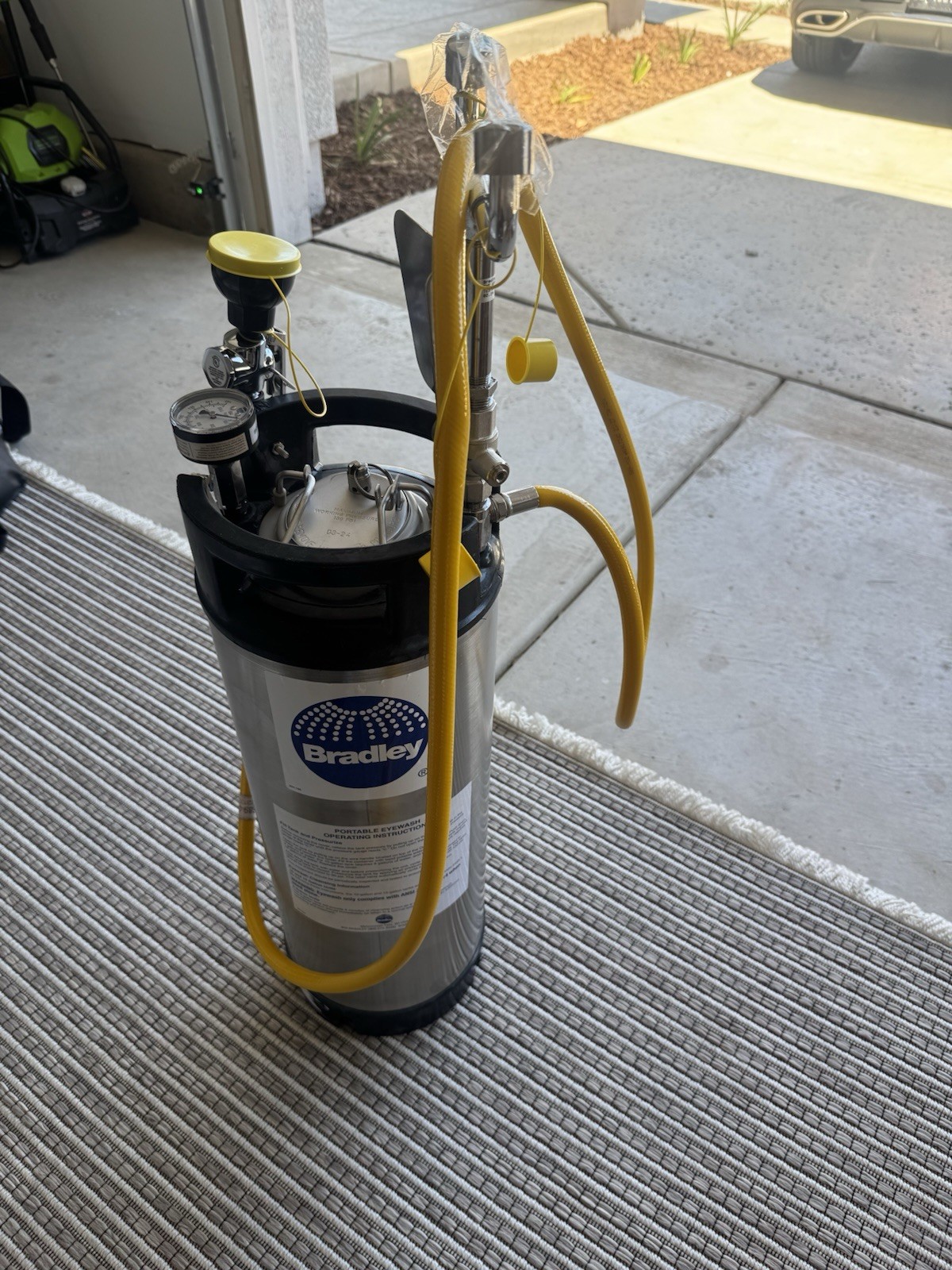 Bradley S19-672 4T003 Portable Pressurized Eyewash Drench Hose, 5 Gallon SS Tank