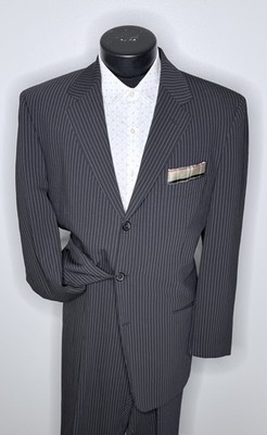 Hugo Boss Einstein Sigma Wool Black Striped 2pc Suit 42R Blazer 34Wx30L Pants