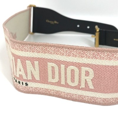 Dior Embroidery logo Thick belt wide belt Canvas/Leather / Gold