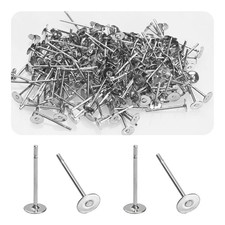 600PCS 4mm Diameter Stainless Steel Earring Posts, Flat Pad Stud Earrings, Hy...